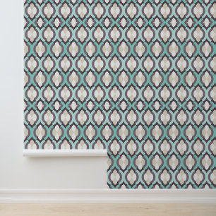 Turquoise Moroccan Pattern Behang
