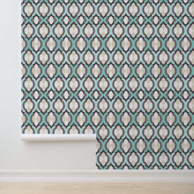Turquoise Moroccan Pattern Behang (Applicatie)