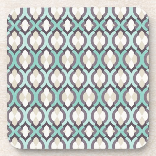 Turquoise Moroccan Pattern Bier Onderzetter (Voorkant)