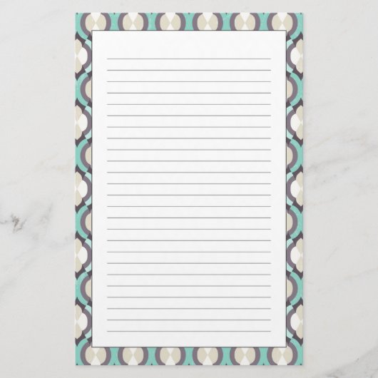 Turquoise Moroccan Pattern Briefpapier (Voorkant)