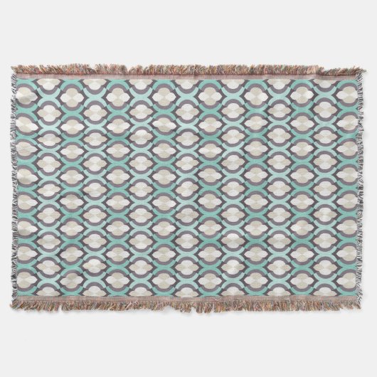 Turquoise Moroccan Pattern Deken (Voorkant)