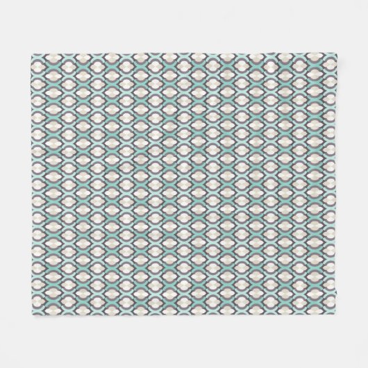 Turquoise Moroccan Pattern Fleece Deken (Voorkant (Horizontaal))