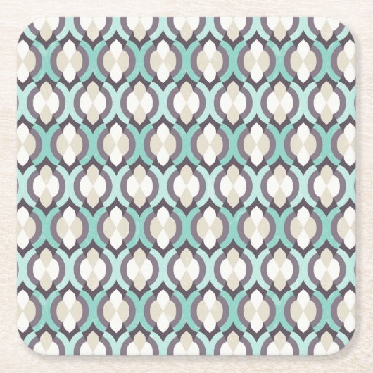 Turquoise Moroccan Pattern Kartonnen Onderzetters (Voorkant)