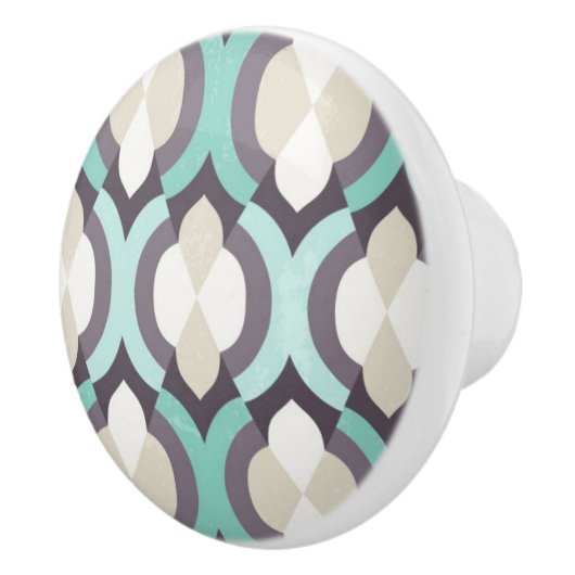 Turquoise Moroccan Pattern Keramische Knop (Rechts)