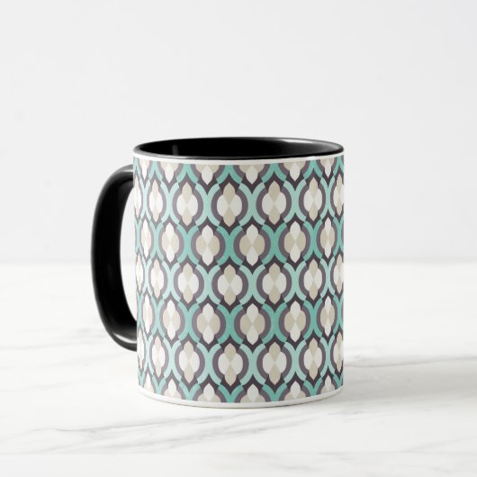 Turquoise Moroccan Pattern Mok (Voorkant links)