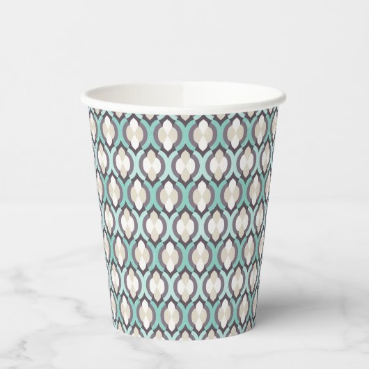 Turquoise Moroccan Pattern Papieren Bekers (Links)