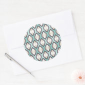 Turquoise Moroccan Pattern Ronde Sticker (Envelop)
