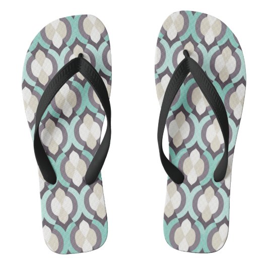 Turquoise Moroccan Pattern Teenslippers (Voetbed)