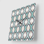 Turquoise Moroccan Pattern Vierkante Klok (Hoek)