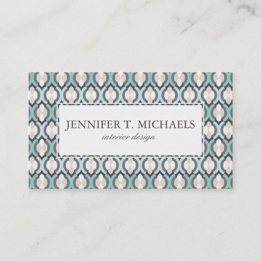 Turquoise Moroccan Pattern Visitekaartje (Voorkant)