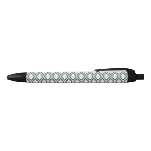 Turquoise Moroccan Pattern Zwarte Inkt Pen (Bovenkant)
