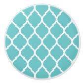 Turquoise Moroccan Quatrefoil Keramische Knop (Voorkant)