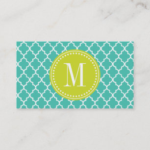Turquoise Moroccan Tiles Lattice Personalized Contactkaartje