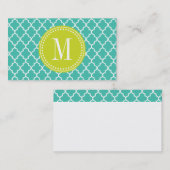 Turquoise Moroccan Tiles Lattice Personalized Contactkaartje (Voorkant / Achterkant)