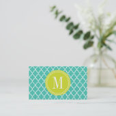 Turquoise Moroccan Tiles Lattice Personalized Contactkaartje (Staand voorkant)