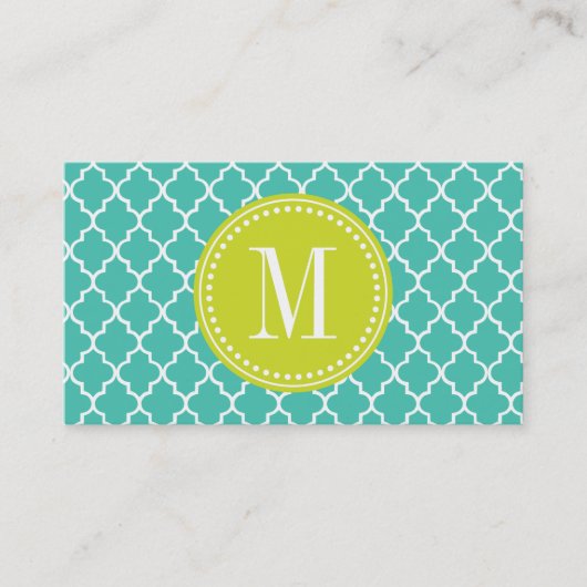 Turquoise Moroccan Tiles Lattice Personalized Contactkaartje (Voorkant)