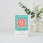 Turquoise Moroccan Tiles Lattice Personalized Visitekaartje (Staand voorkant)