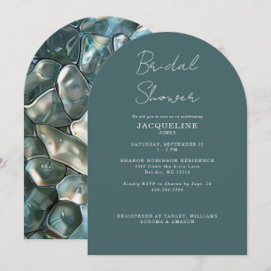 Turquoise Mozaïek Bruiloftsborrel Gebogen  Kaart