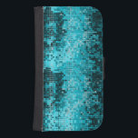 Turquoise mozaïek geometrisch patroon galaxy s4 portemonnee hoesje<br><div class="desc">Populaire glanzende metallic sequentie look turquoise tinten disco glitter. Retro 70's disco bal spiegels met de bling en sparkles.</div>