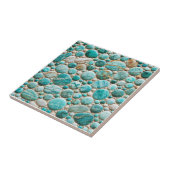 Turquoise Mozaïek Pebble Design Keramische Tegel Tegeltje (Zijkant)