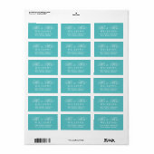 Turquoise Mr en Mrs Script Trouwadres Etiket (Full Sheet)