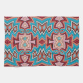 Turquoise Multi Southwest geïnspireerde vormen Theedoek (Horizontaal)