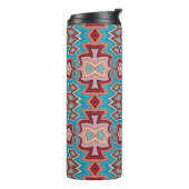 Turquoise Multi Zuidwestelijke Geïnspireerde Vorme Thermosbeker (Gedraaid links)