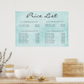 Turquoise Muur Service Prijs Menu Op Maat Gedrukt Poster (Keuken)