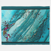 Turquoise Muzieknoten Kokopelli Fleece Blanket Deken (Voorkant (Horizontaal))