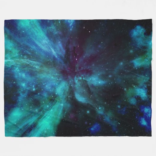 Turquoise N Paarse Nebula Fleece Deken (Voorkant (Horizontaal))
