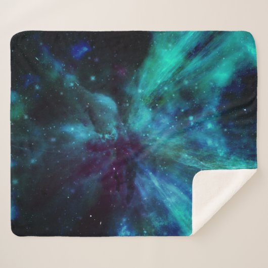 Turquoise N Paarse Nebula Sherpa Deken (Voorkant (horizontaal))