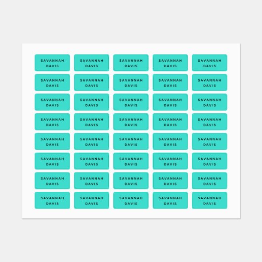 Turquoise naam meisje labels (Vel)