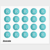 turquoise namaakleren monogram ronde sticker (Vel)