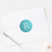 turquoise namaakleren monogram ronde sticker (Envelop)
