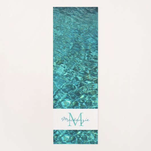 Turquoise Name Monogram Yogamat (Voorkant)