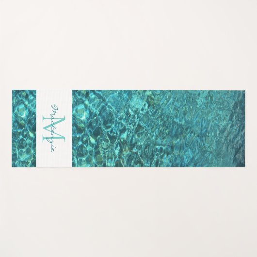 Turquoise Name Monogram Yogamat (Voorkant (horizontaal))
