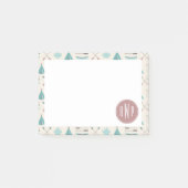 Turquoise Native Tipi Monogram Patroon Post-it® Notes (Voorkant)