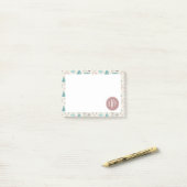 Turquoise Native Tipi Monogram Patroon Post-it® Notes (Op bureau)
