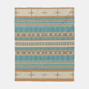 Turquoise Native Tribal Fleece Deken