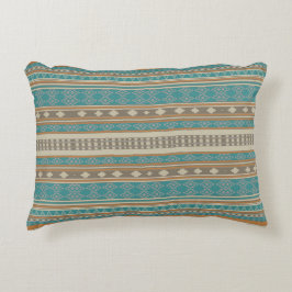 Turquoise Native Tribal Pattern Accent Kussen