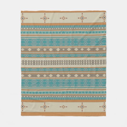 Turquoise Native Tribal Pattern Fleece Deken (Voorkant)