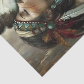 Turquoise Native Woman Fan Decoupage Tissuepapier (Detail)