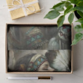 Turquoise Native Woman Fan Decoupage Tissuepapier (Geschenk)