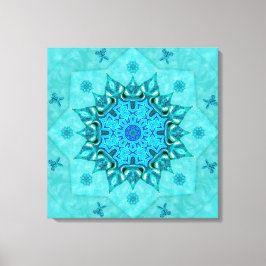 Turquoise Natuur Mandala Canvas Print