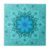 Turquoise Natuur Mandala Ceramic Tile Tegeltje (Voorkant)