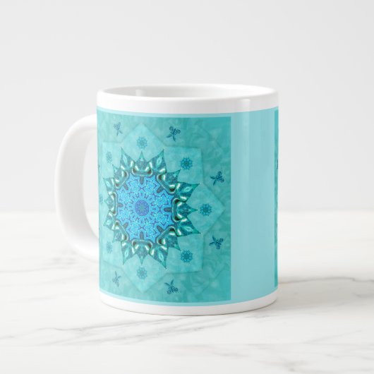 Turquoise Natuur Mandala Coffee Mok (Links)