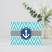 Turquoise Nautical Anchor Chevron Briefkaart (Staand voorkant)