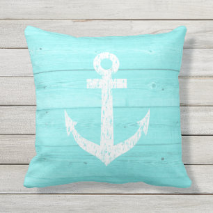 Turquoise nautical anchor outdoor werpen kussen