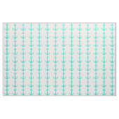 Turquoise Nautical Anchor Stof (Yard (91,4 cm))