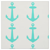 Turquoise Nautical Anchor Stof (Swatch)